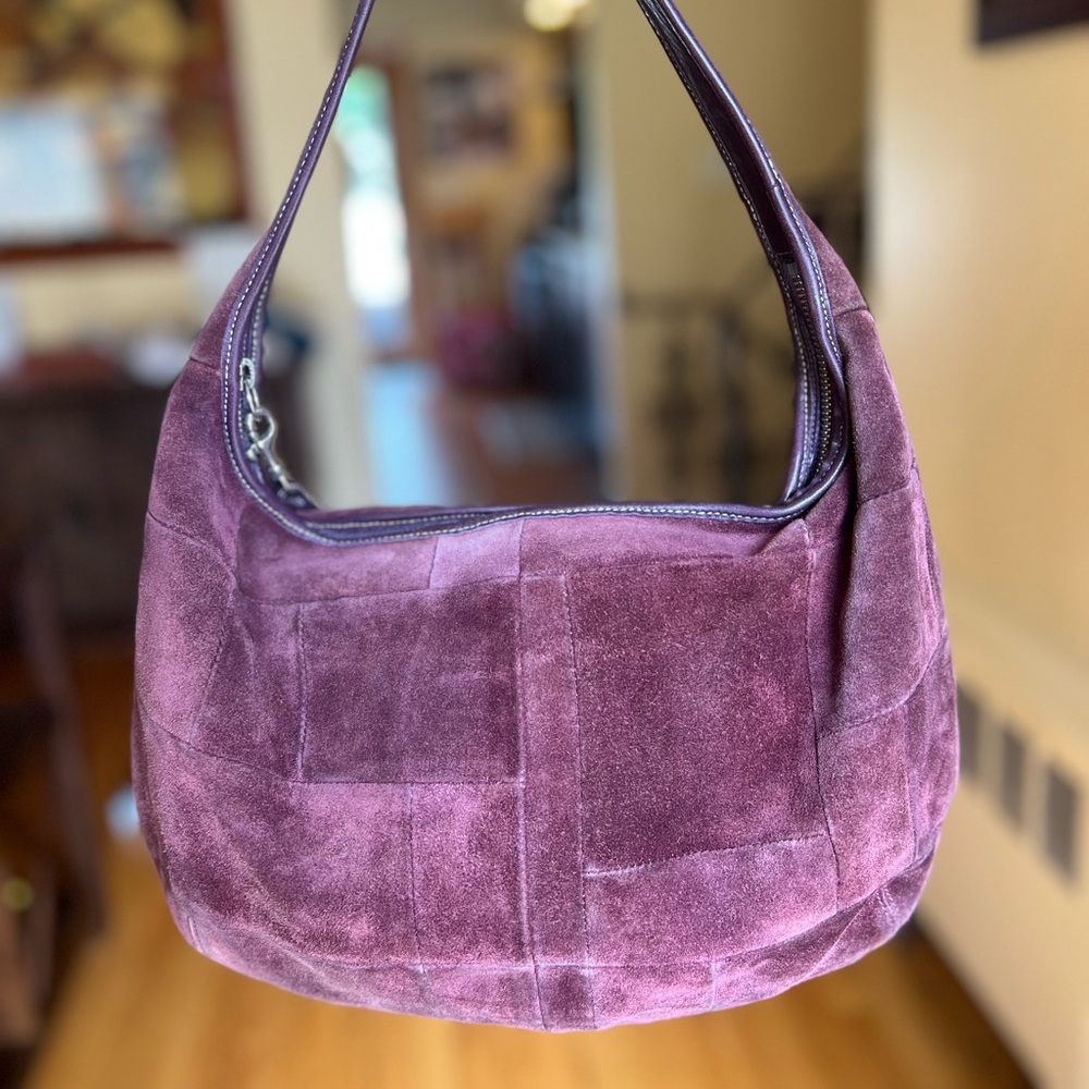 Vintage Coach Purple Suede Ergo Hobo Zip